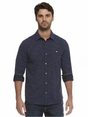 Flag & Anthem MadeFlex Drifting Printed Knit Shirt Navy Heather 3XLT NWT
